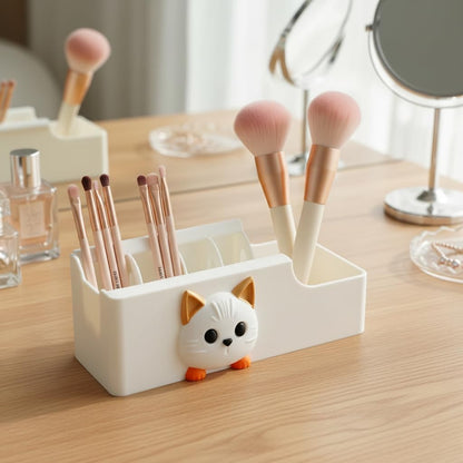 Cable Management Box, Dog Pattern Cord Organizer for Desk, Small Storage Tray for Cables, Chargers, Adapters, Power Strip, Nightstand Organizer, White (6.2 x 3.3 x 2.2 Inch)