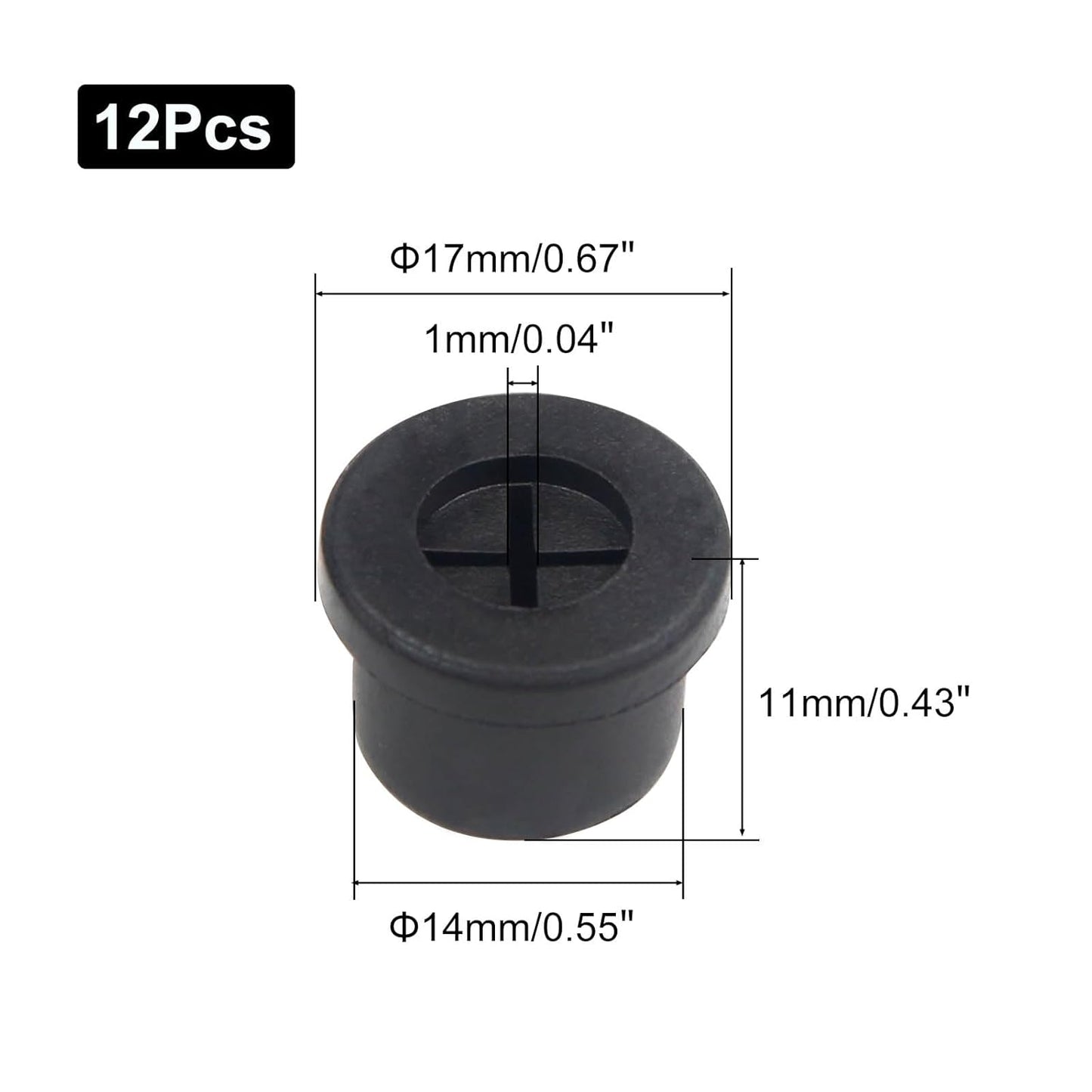 1 Inch Cable Grommet (25mm) – 12 Pcs Flexible Rubber Wire Hole Covers for Server Racks, Network Boxes, Thick Cable Management (Black)
