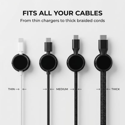 Magnetic Cable Clips, 360° Rotatable Magnetic Clips, Under Desk Cable Management, Strong Adhesive Cord Organizer for Desk, Phone, Wire Cord Holder Keeper for Home, Car, Office Accessories (Black 3PC)