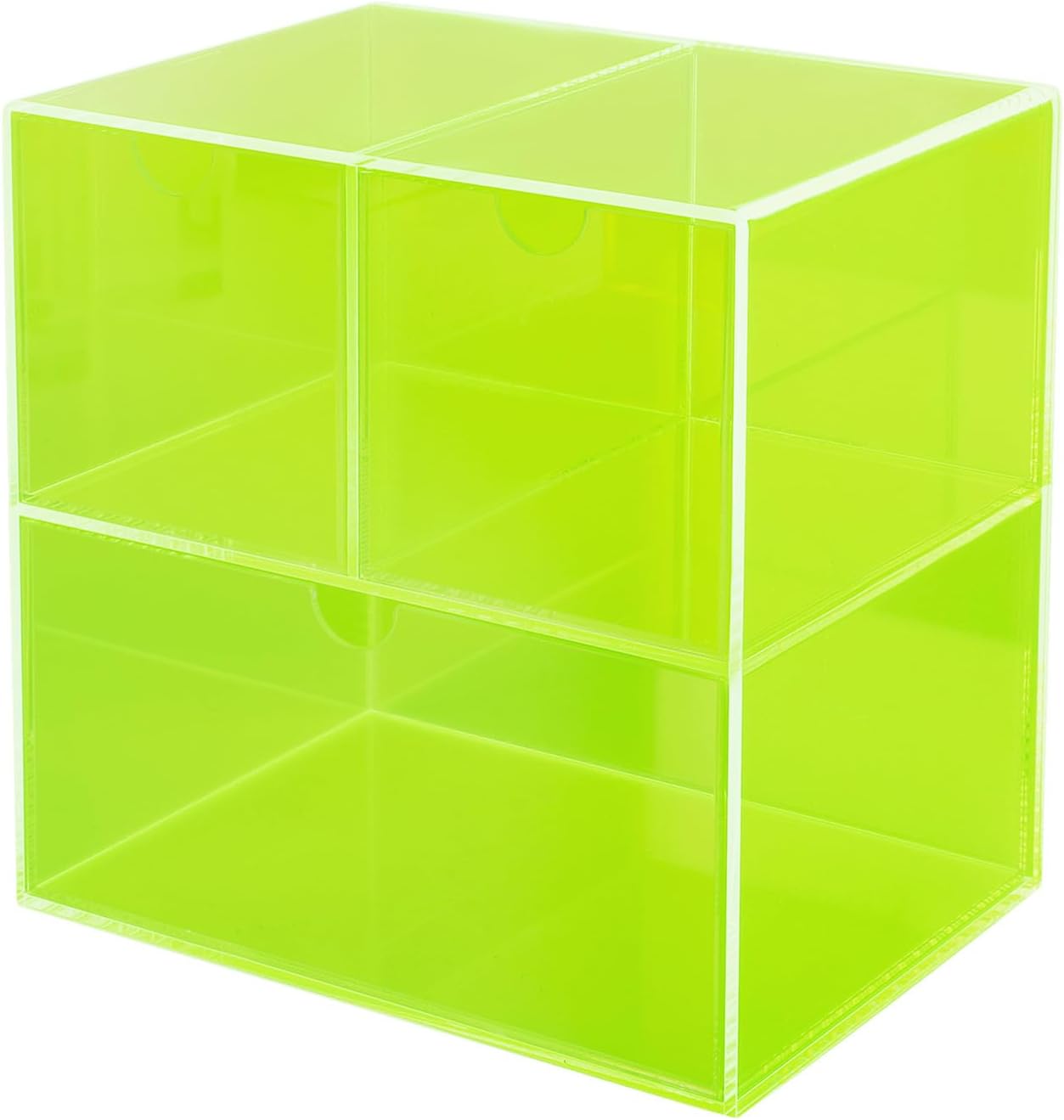 Gelite Desk Organizer with 3 Storage Drawers for Makeup Office Acrylic Desktop Drawer Organizer for Vanity Office Organization and Storage Box, Neon Pink