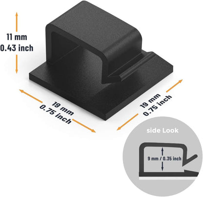Cable Clips with Strong Self-Adhesive, XIAOXI R Shape Cable Management TV PC Wire Holder Sticky Tidy and Organizer Cord and Wires - 40 Pcs (Clear)