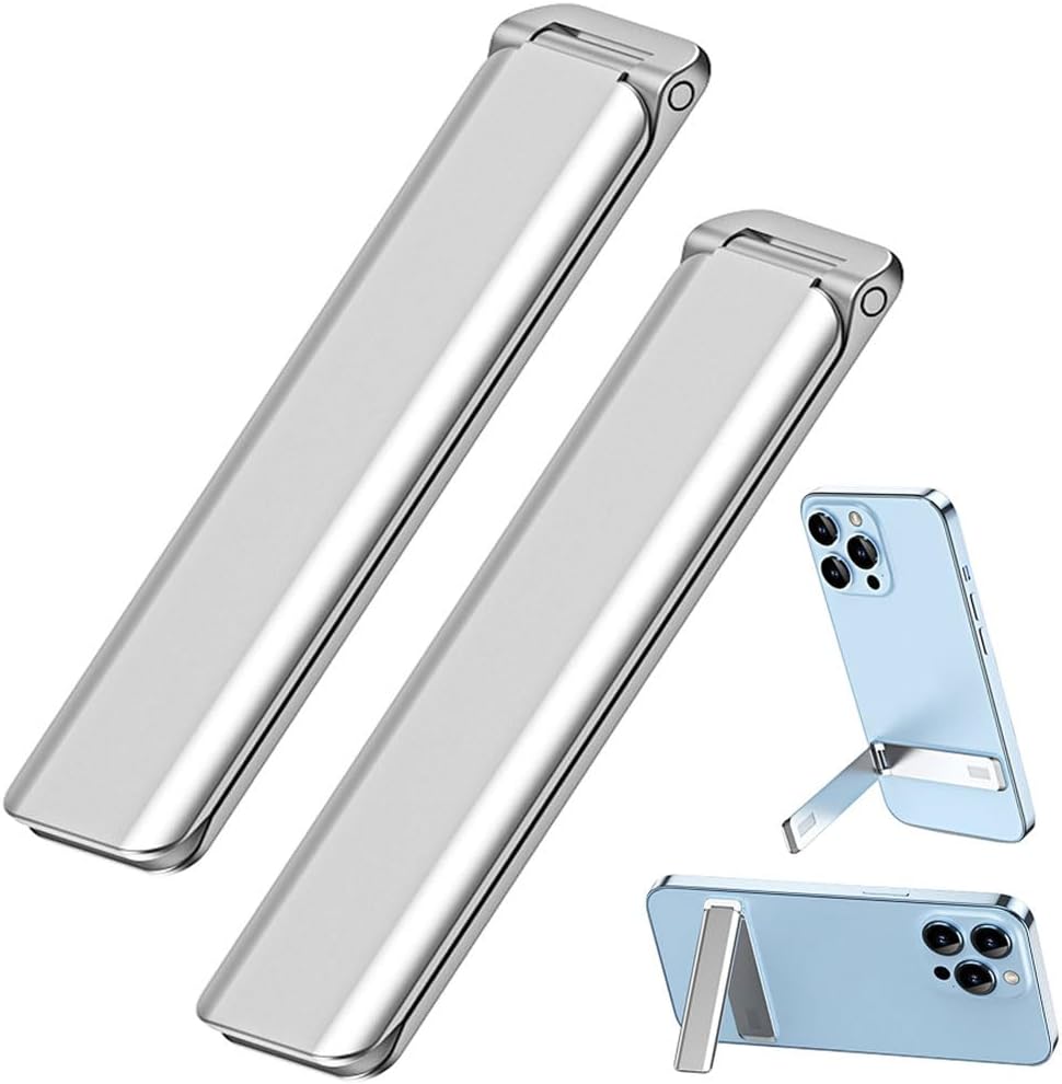 Kinizuxi Cell Phone Kickstand,Vertical and Horizontal Aluminum Phone Stand for Desk, Adjustable Phone Holder Stand for Desk Compatible with iPhone 14/13/12 Samsung Huawei All Smartphones-Silver