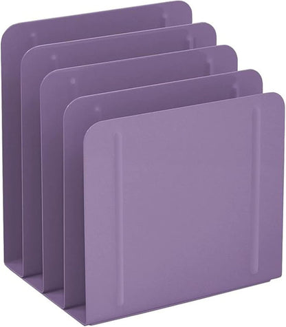 Acrimet 4-Section Vertical Metal File Sorter, Desktop File Organizer for Papers, Folders & Documents, Space-Saving Office Organizer, Purple