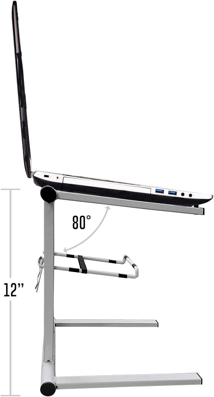 AXA AXCESSABLES DJ Laptop Stand with Travel Bag | Portable Foldable Aluminum Laptop Stand for Laptops up to 15 inches and 20lbs | No Assembly Required, Includes Carrying Bag
