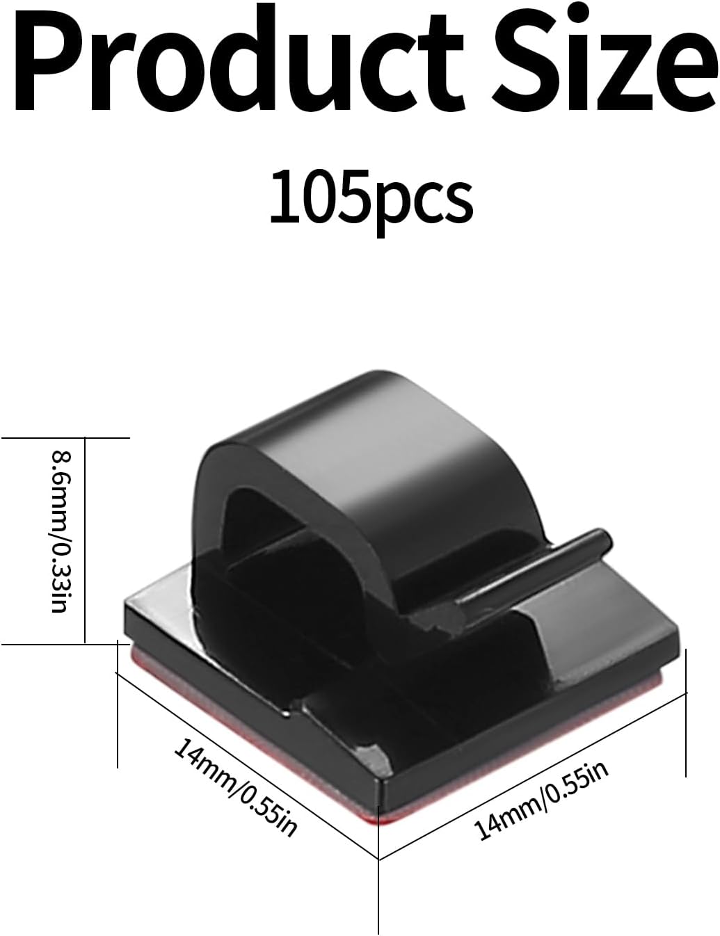 105 Pcs Self Adhesive Cable Clips Cables Ties, Black Wall Wire Cable Management Clips, Adhesive Cord Holder Clip for Wall Under Desk Ethernet TV Cables Clamp