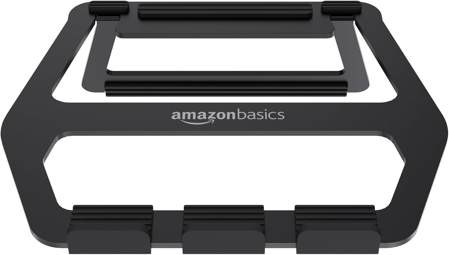 Amazon Basics Aluminum Portable Foldable Height Adjustable Support Stand for Laptops up to 13", Silver
