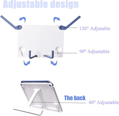 Lemical Desktop Sturdy Bookstand for Cookbook Adjustable Book Holder Reading Portable Folding Multipurpose Book Music Sheet Stand Holder with Detachable Tray-Page Paper Clips