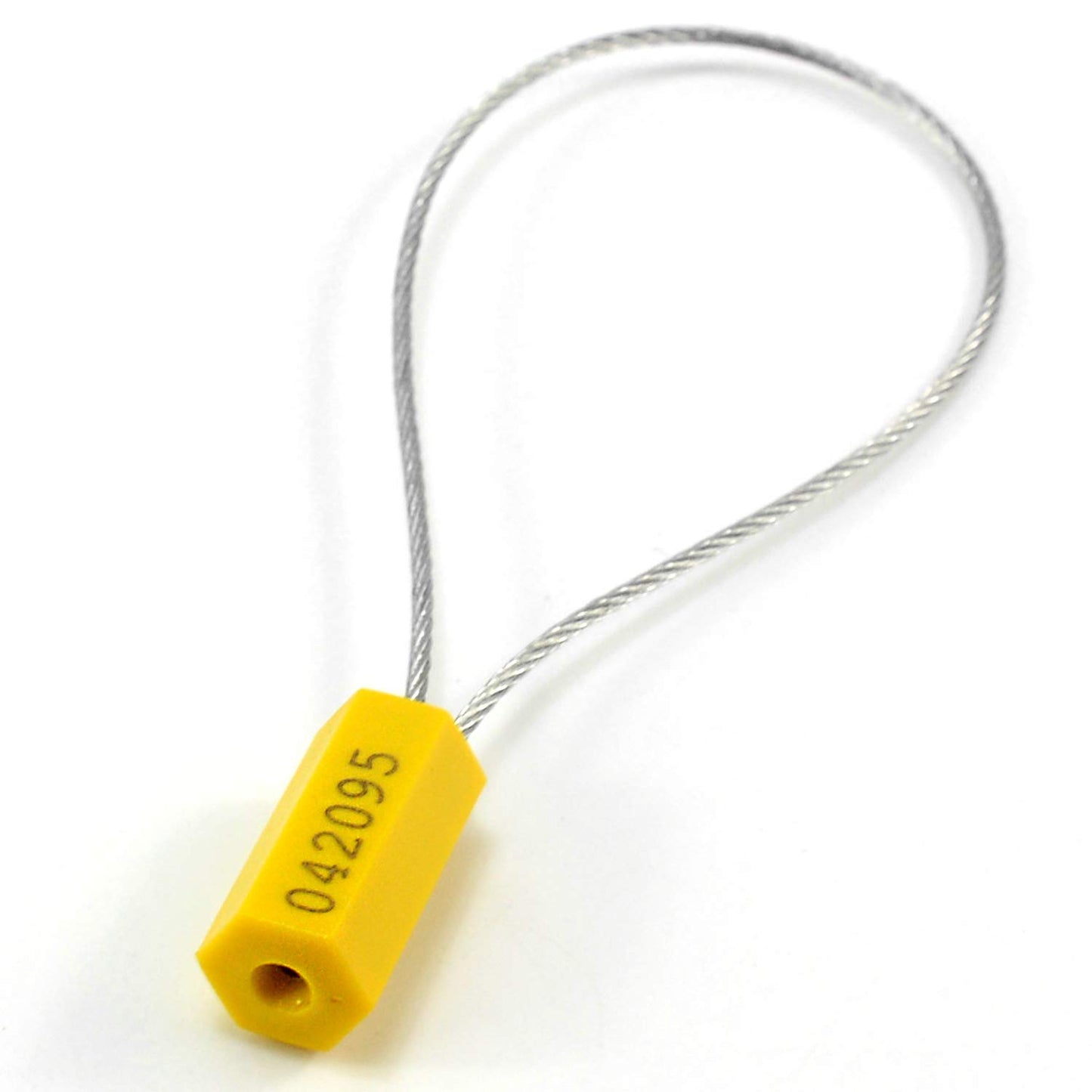 50 pcs Tamper Resistant Security Seals Numbered Steel Cable Wire Truck Seals Pull-Tite Secure Shipping Tag Self-Locking Padlock for Trailers, Truck (Yellow)