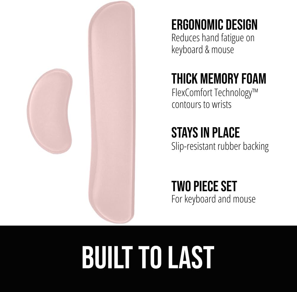 GORILLA GRIP Silky Memory Foam Wrist Rest for Computer Keyboard, Mouse, Ergonomic Design for Typing Pain Relief, Desk Pads Support Hand and Arm, Mousepad Rests, Stain Resistant, 2 Piece Pad, Black