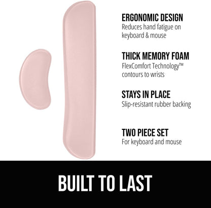 GORILLA GRIP Silky Memory Foam Wrist Rest for Computer Keyboard, Mouse, Ergonomic Design for Typing Pain Relief, Desk Pads Support Hand and Arm, Mousepad Rests, Stain Resistant, 2 Piece Pad, Black