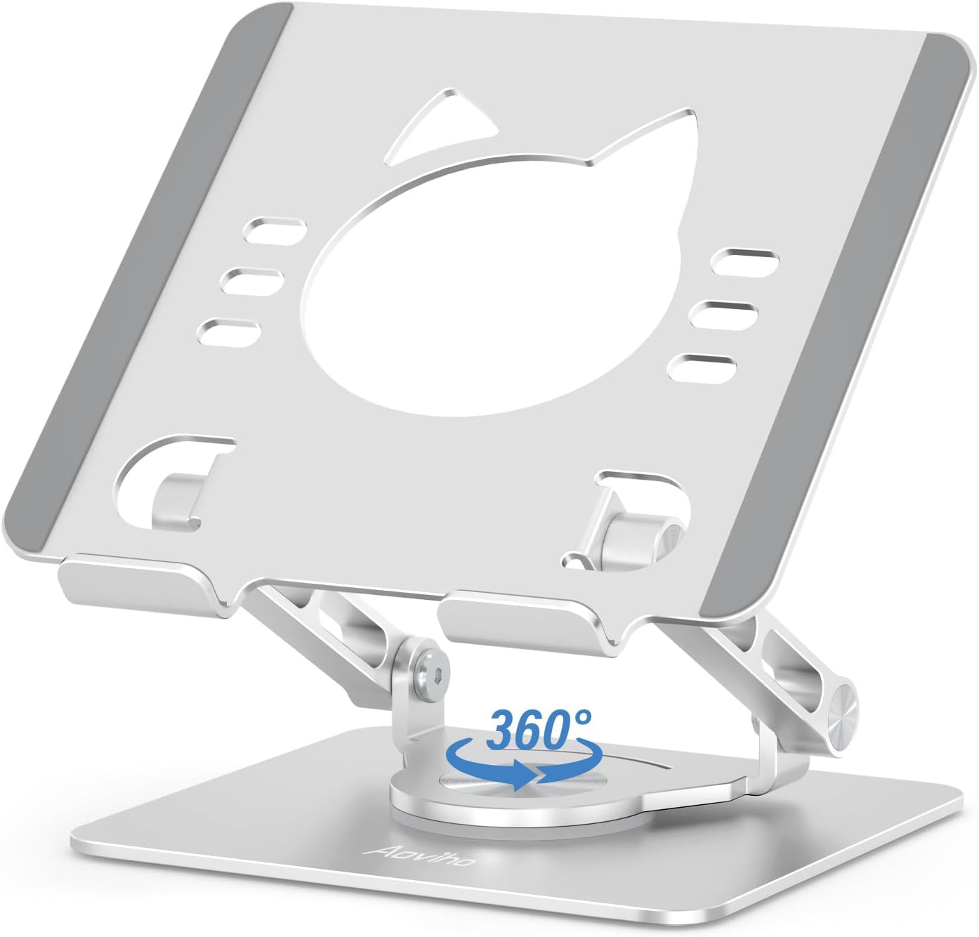 Aoviho Tablet Stand 360° Rotating Aluminum Holder - Adjustable, Portable & Foldable Monitors Stand for iPads, Compatible with 4-13.3" Tablets, Purple