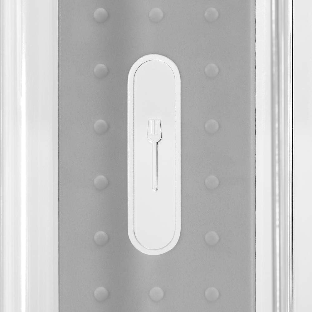 madesmart Premium Clear Silverware Tray, 6 Compartment Flatware Organizer for Forks, Knives & Spoons, Soft Grip Lining & Non Slip Base, Grey