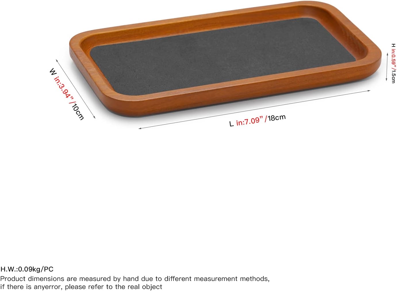 Oirlv Solid Wood Jewelry Display Tray Small Jewelry Tray Rings Earrings Bracelets Necklace Holder Organizer(Rectangle, Grey)
