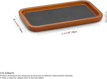 Oirlv Solid Wood Jewelry Display Tray Small Jewelry Tray Rings Earrings Bracelets Necklace Holder Organizer(Rectangle, Grey)
