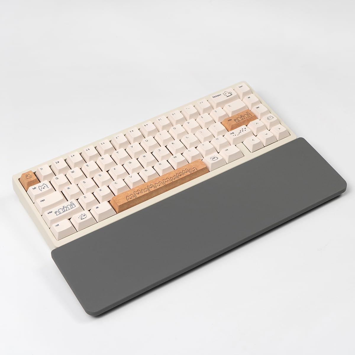 Ergonomic 75% Keyboard Wrist Rest-12.8" Silicone Non-Slip Keyboard Hand Rest, Relief of Hand Pain(White)