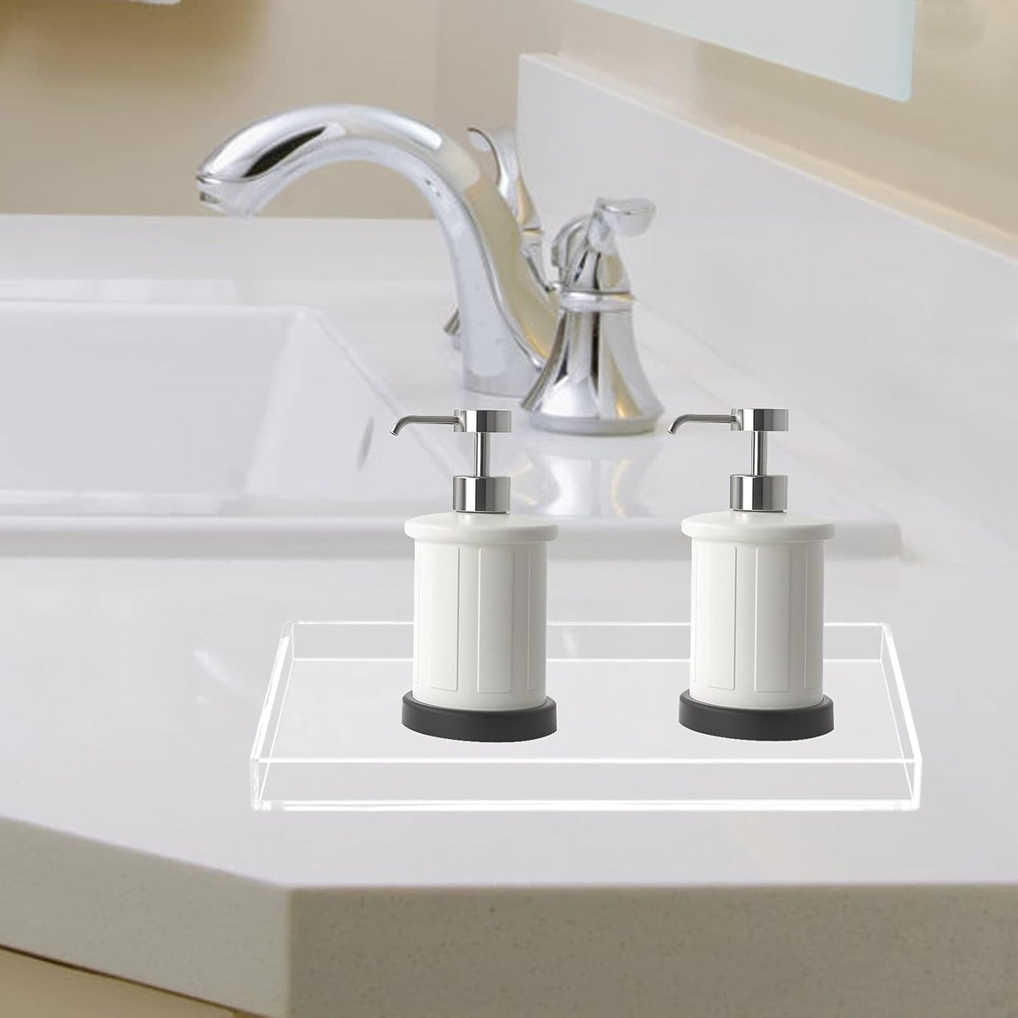 Bigfety Acrylic Vanity Tray for Organizing, Clear Bathroom Trays for Counter, Desk, Dresser
