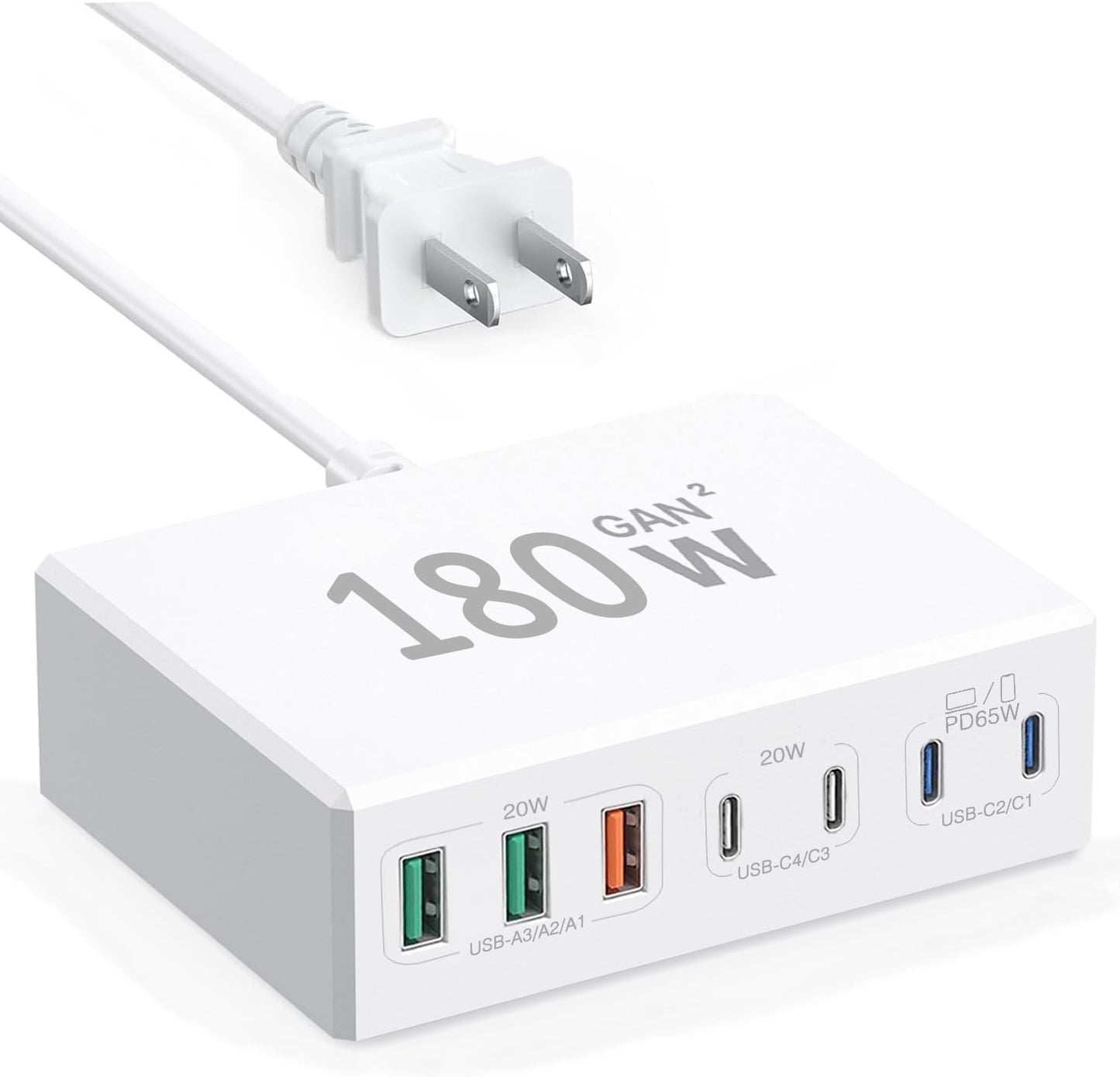USB C Charger,10 Ports USB Charging Station with 6 Ports USB-C, Desktop 50W Multi Ports Charger Compatible with iPhone 12/13/14/15/16/Galaxy S22/S23/S24/S25/Tablet/Watch/Headphones