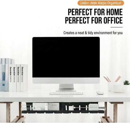Cable Management Under Desk for Easy mounting Under-Table, Set of 2 - with 10X Cable Ties, Desk Organizer for Office/Home Office Table Thoughtful Cable Tray Holder