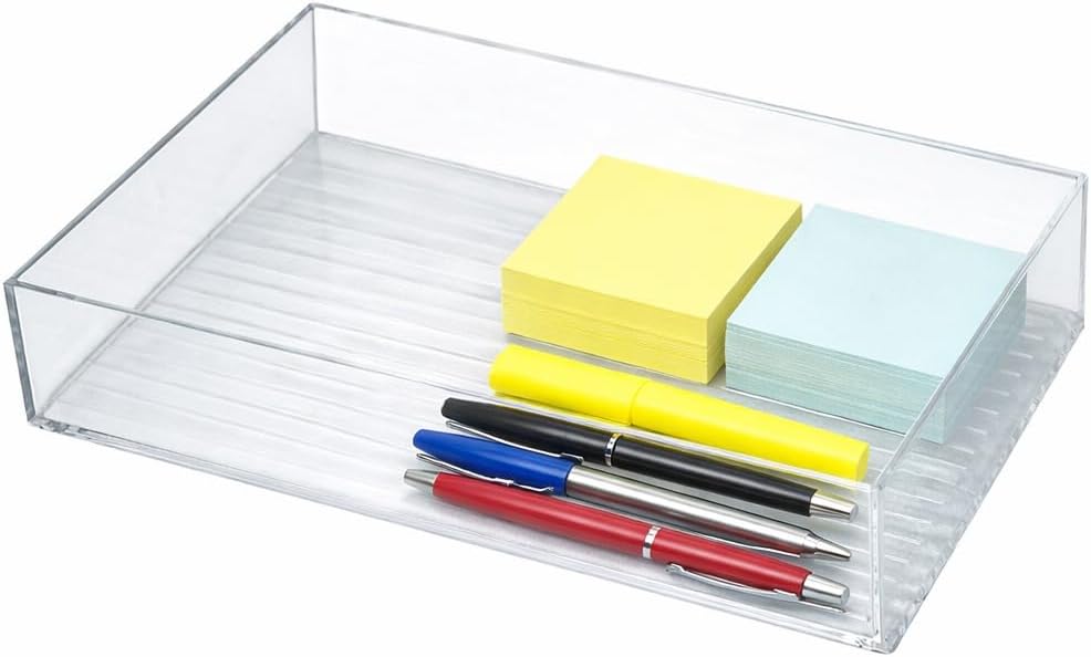Azar Displays 556735-4PK Large Organizer Tray Oversized Clear Plastic Storage Tray for Kitchen Drawers Pantry Desk and Craft Room BPA-Free (Pack of 4)