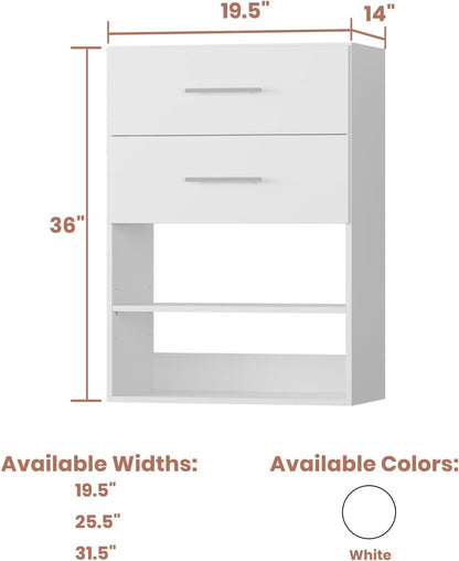 4-Drawer Stackable Storage Organizer Unit for Closet, Modular Wood Closet Storage Bins with Drawers, Closet She-lf Organizer Basket for Hanging Clothes, Wood, 25.5"W