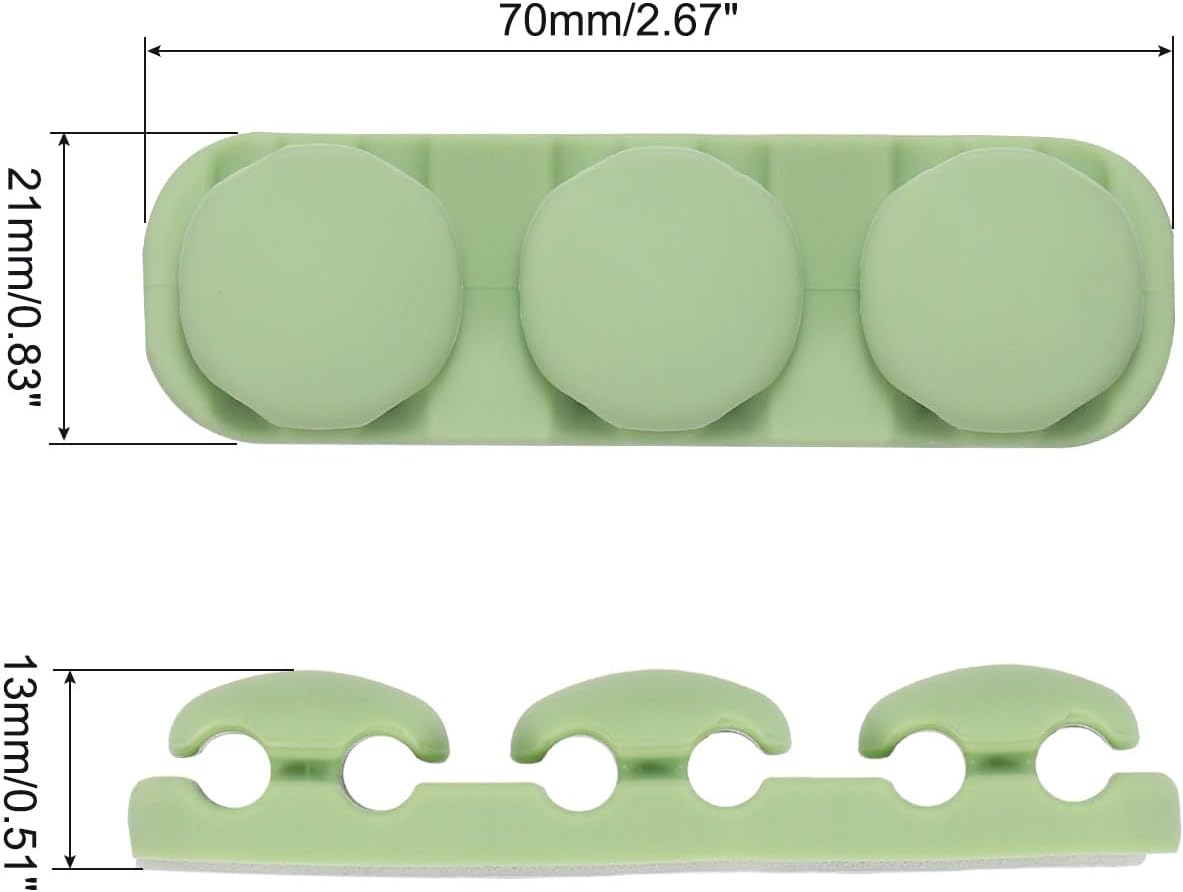 2pcs Cable Clips Cord Clips Organizer for Desk, 6 Slot Silicone Adhesive Wire Holders Cable Management for USB Cable, Army Green