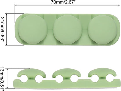 2pcs Cable Clips Cord Clips Organizer for Desk, 6 Slot Silicone Adhesive Wire Holders Cable Management for USB Cable, Army Green