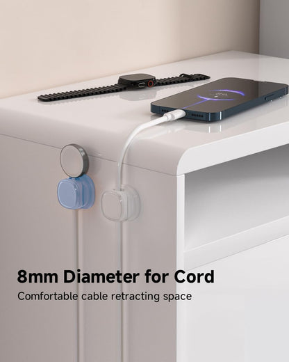 9 Pack Cord Organizer, Spring Cable Management, Adhesive Cute Cable Holder Clips, Phone Charger Wire Keeper for Desk Nightstand Car Office (9-Pack White_Orange_Blue)