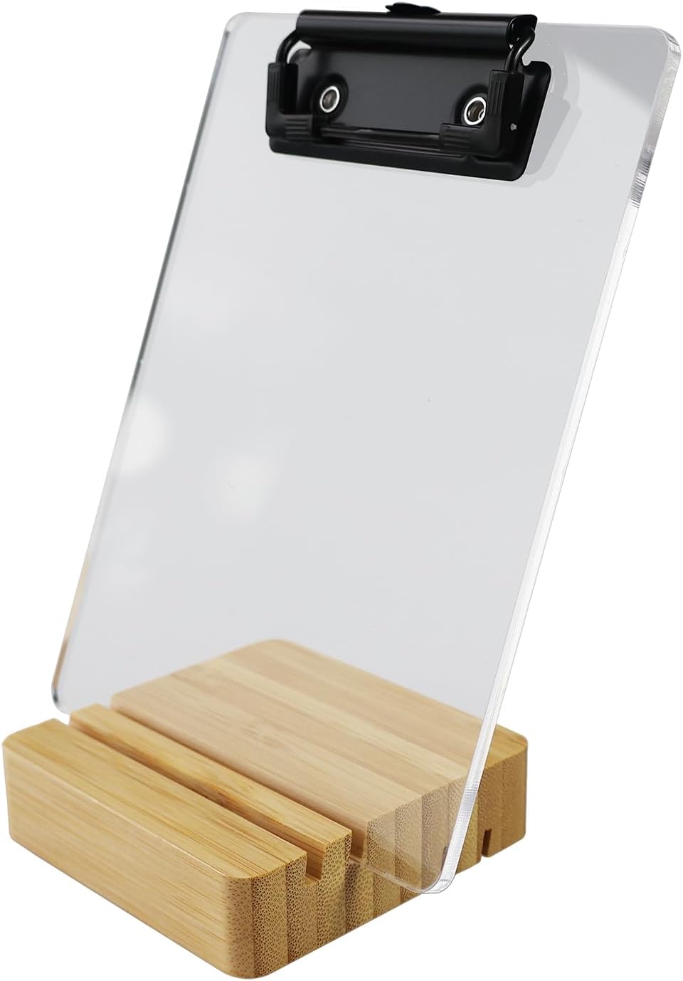 A5 Half Letter Clipboard with Stand,Clear Acrylic Freestanding Memo Size Clipboards,Document Typing Paper Stand,Menu Display Board,Receipt Holder (6"×9")
