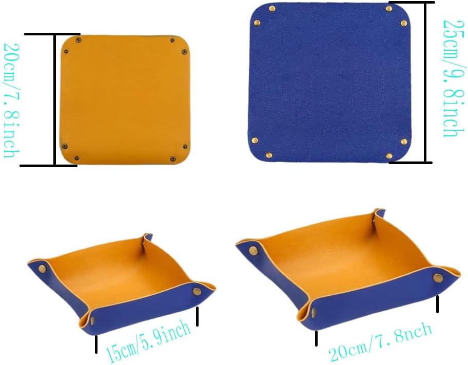 Leather Travel Tray, Valet Tray, Stylish Folding Travel Organizer Tray for Women and Man, Jewelry Tray, Wallet Tray, Key Tray for Entryway Table and Dresser Nightstand Trays (Light Green&Pink)