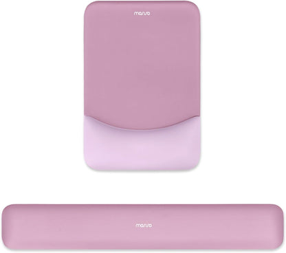 MOSISO Wrist Rest Support for Mouse Pad&Keyboard Set, Rectangular Ergonomic Mousepad Non-Slip Base Home/Office Pain Relief&Easy Typing Pad with Neoprene Cloth&Raised Silicone Lining, Green