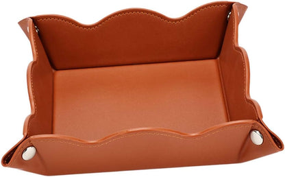 Valet Tray for Men Women - PU Leather Travel Catchall Tray Organizer - Desk Bedside Nightstand Storage Box for Jewelry Key Phone Remote Controller Wallet Watch Glasses Coin Readers -White