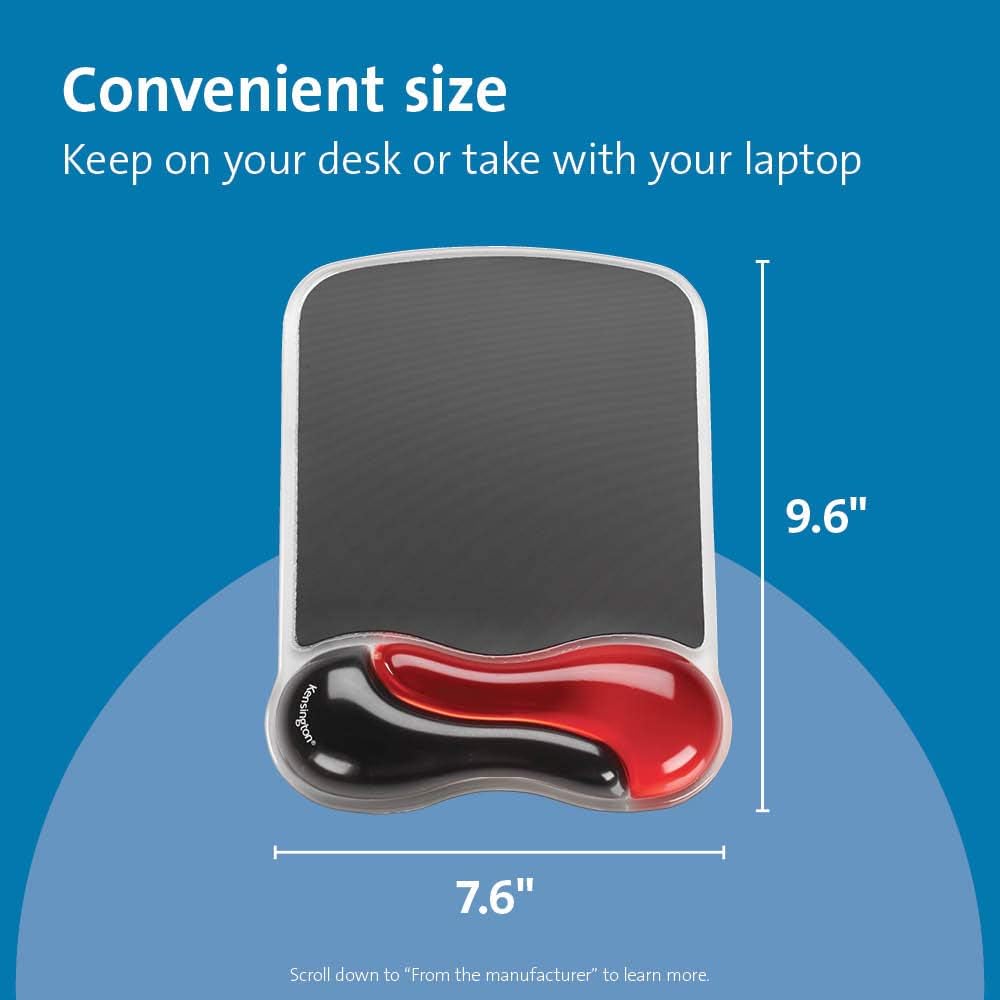 Kensington Duo Gel Mouse & Keyboard Wrist Rest Bundle Set, Ergonomic Keyboard and Mouse Pad With Wrist Support, Keyboard Wrist Rest, Computer Keyboard Pad, Cooling Gel, Non-Skid Backing, Blue K52920WW