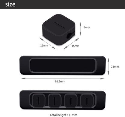 OYE 4 Pieces Magnetic Cable Holder Clips, Cable Clips Management Cord Organizer for Max.5mm Wires Desk Top Wall Cord USB Cable Power Wire Mose Cable, Black (Fits Max.4mm)