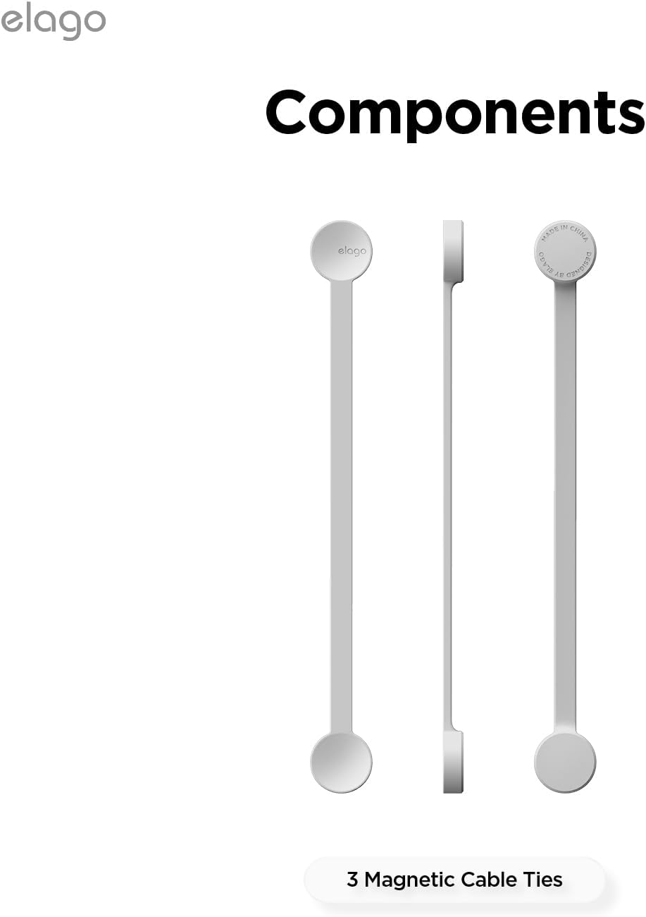 elago 3 Pack Magnetic Cable Ties, Premium Silicone Cord Organizer, Reusable Strong Magnet Cable Organizer, Elegant Desk Management Solution (Brown)