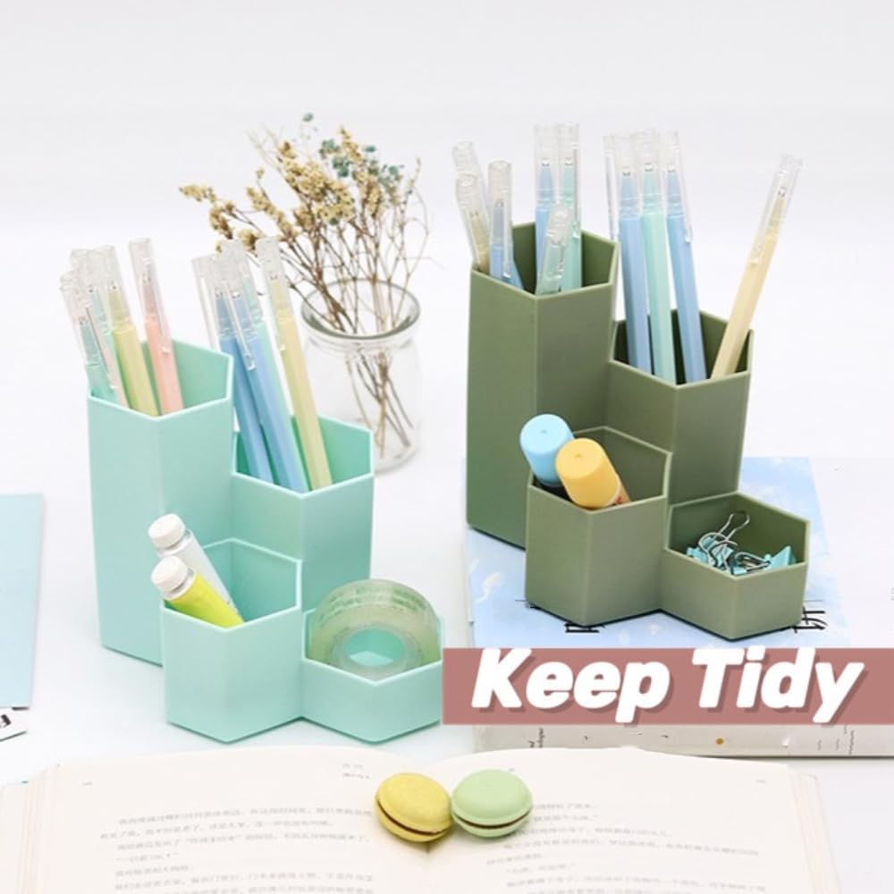Pencil Organizer Pen Holder for Desk Pens Cup Small Desk Organizer Cute Pen Holder for Office,School and Home (White, 3)