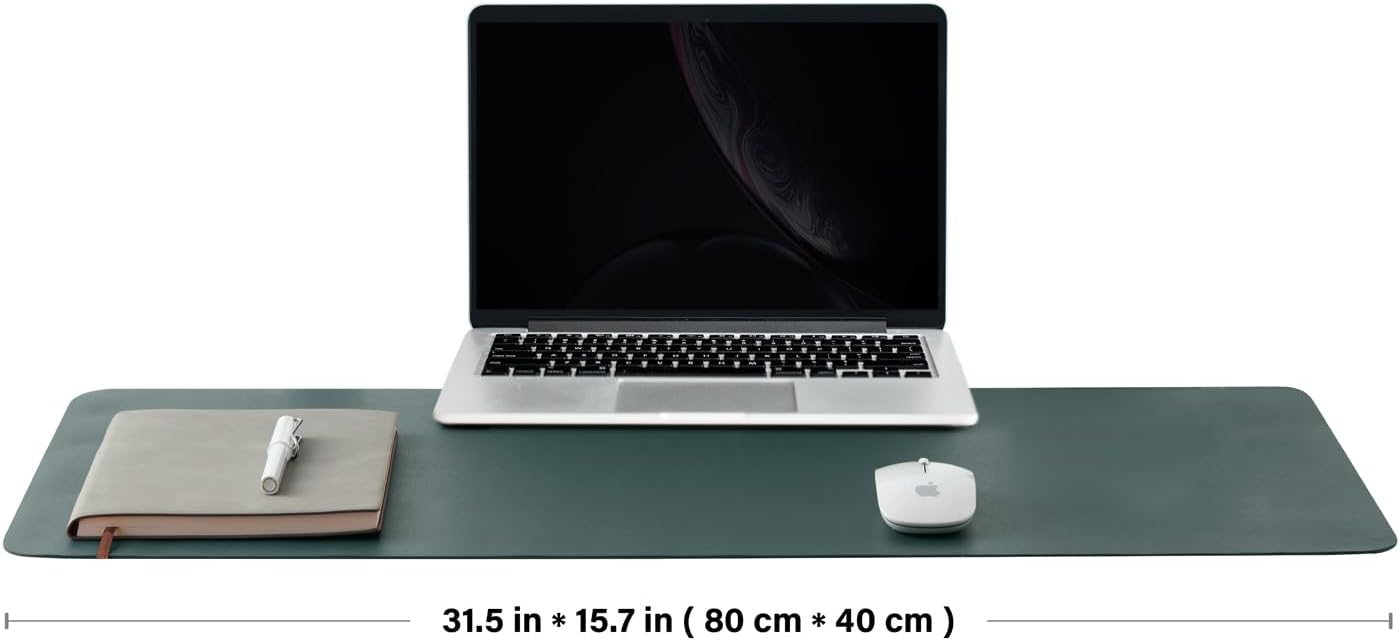 Cork Desk Mat - Dual-Sided Desk Pad for Office and Home - Desk Organization and Accessories - Ideal for Large Mouse Pad and Desk Mats on Top of Desks(Dark Green,90cmx 43cm)