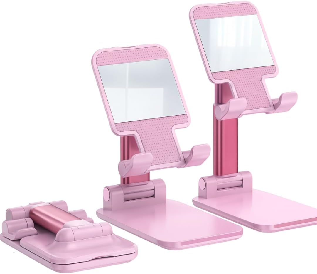Premium Adjustable Cell Phone Stand, Foldable Desk Phone Holder for iPhone 16 15 14 13 12 11 Pro Max, Galaxy S25 S24 (White)
