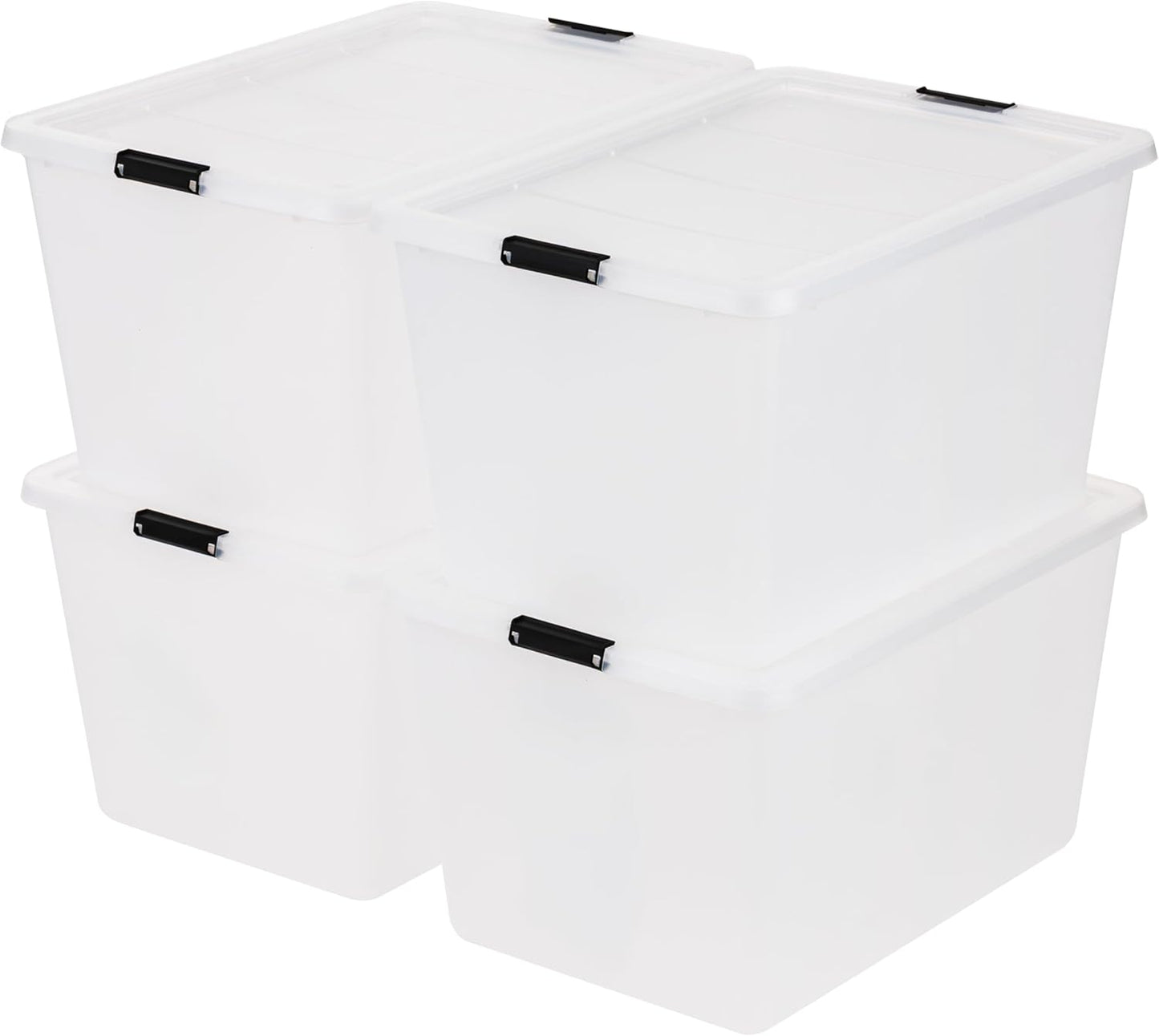 IRIS USA 18 QT Clear Storage Organizer with Removable Dividers, Stackable Plastic Storage Box with Lid, Modular Container for Crafts, Tools, Office & Pantry Organization