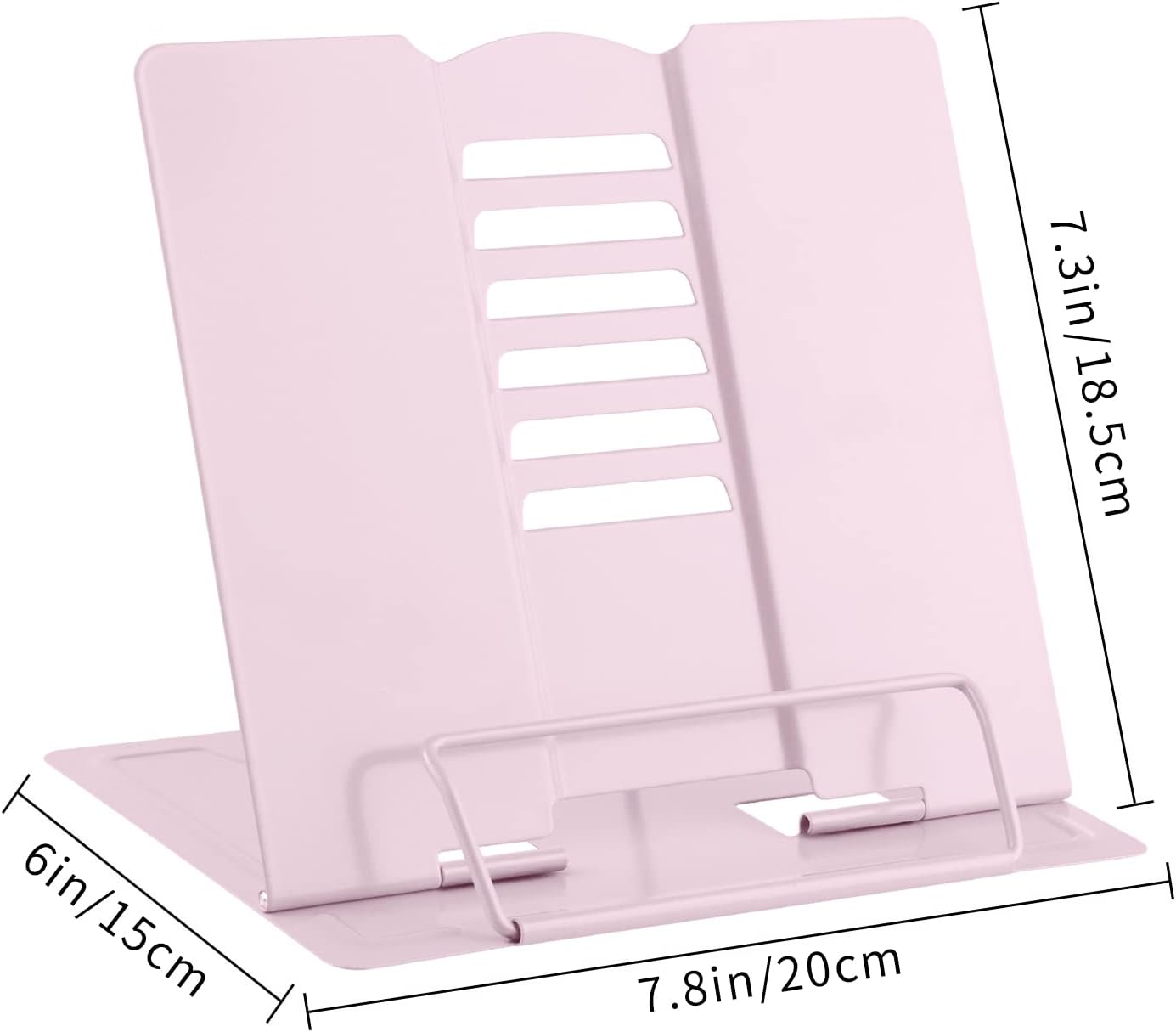 MSDADA Desk Book Stand Metal Reading Rest Book Holder Adjustable Cookbook Documents Holder for Recipes Textbooks Tablet Music Books, Mom Gifts, Gifts for Grandma Mom Mothers Day(Light Purple)