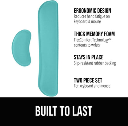 GORILLA GRIP Silky Memory Foam Wrist Rest for Computer Keyboard, Mouse, Ergonomic Design for Typing Pain Relief, Desk Pads Support Hand and Arm, Mousepad Rests, Stain Resistant, 2 Piece Pad, Black