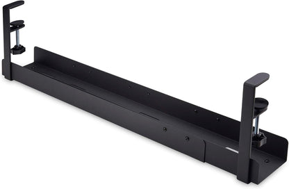 StarTech.com Under Desk Cable Management Tray - Office/Standing Desk Cable Tray Organizer - Desk/Table Mount Holder for Cords/Wire/Power Strip - Computer Cable Manager - 23-1/2"L x 4-1/2"D (UDCMTRAY)