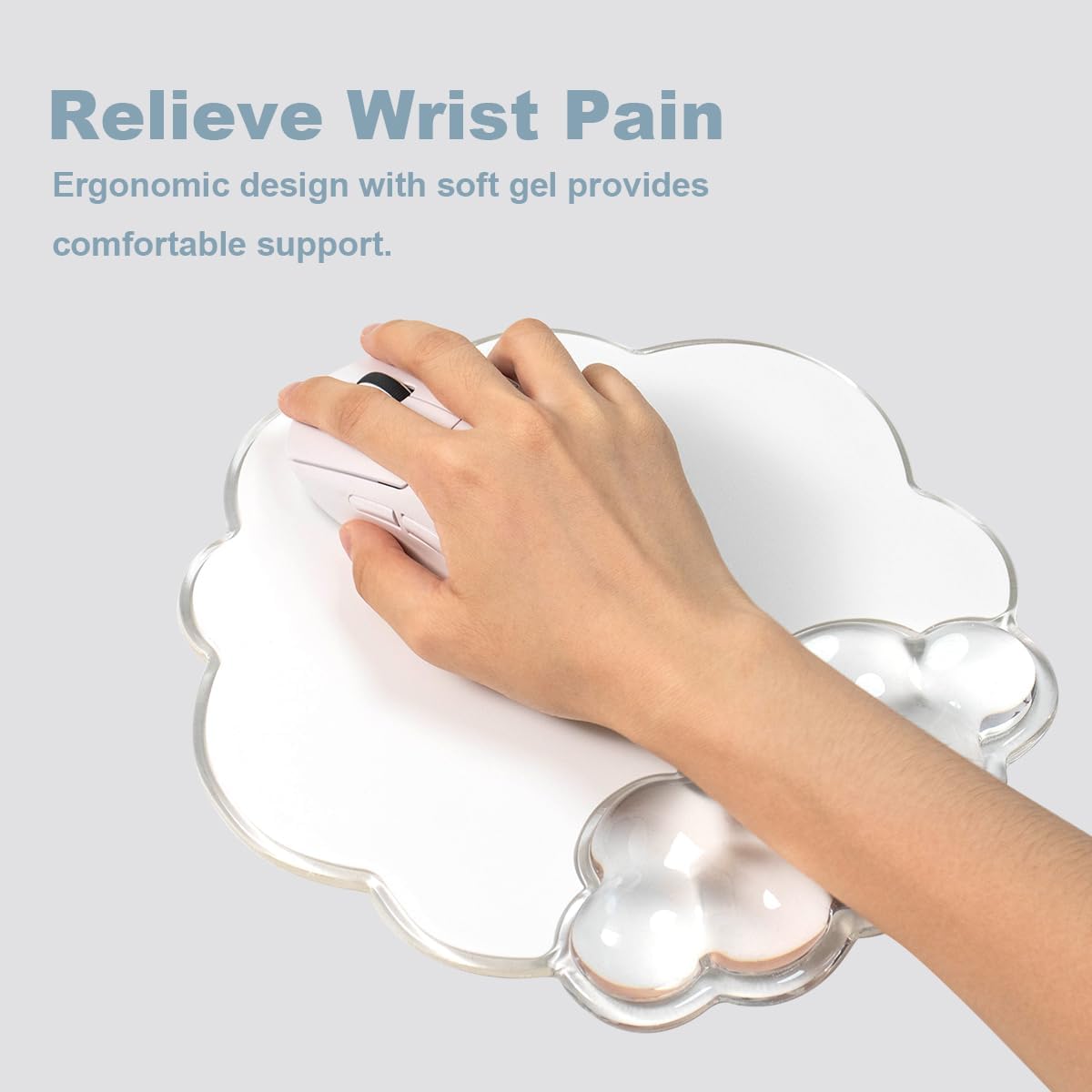 Gel Wrist Rest and Cloud Mouse Pad Support for Keyboard and Mouse - Ergonomic Pink Keyboard Wrist Pad Set for Typing Pain Relief/Computer/Laptop/Gaming/Home/Office (Cloud Shape, Gradient Blue Pink)