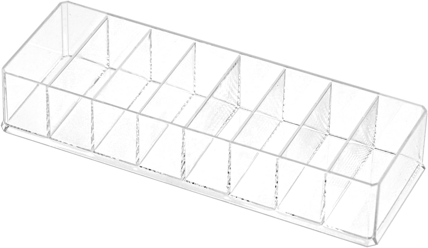 ZEXALOR Clear Drawer Organizer, 6 Sections Eyeglass Sunglasses Organizer Holder, Drawer Dividers Office Desk Tray Bathroom Makeup Jewelry Trays (14×7×1.2")