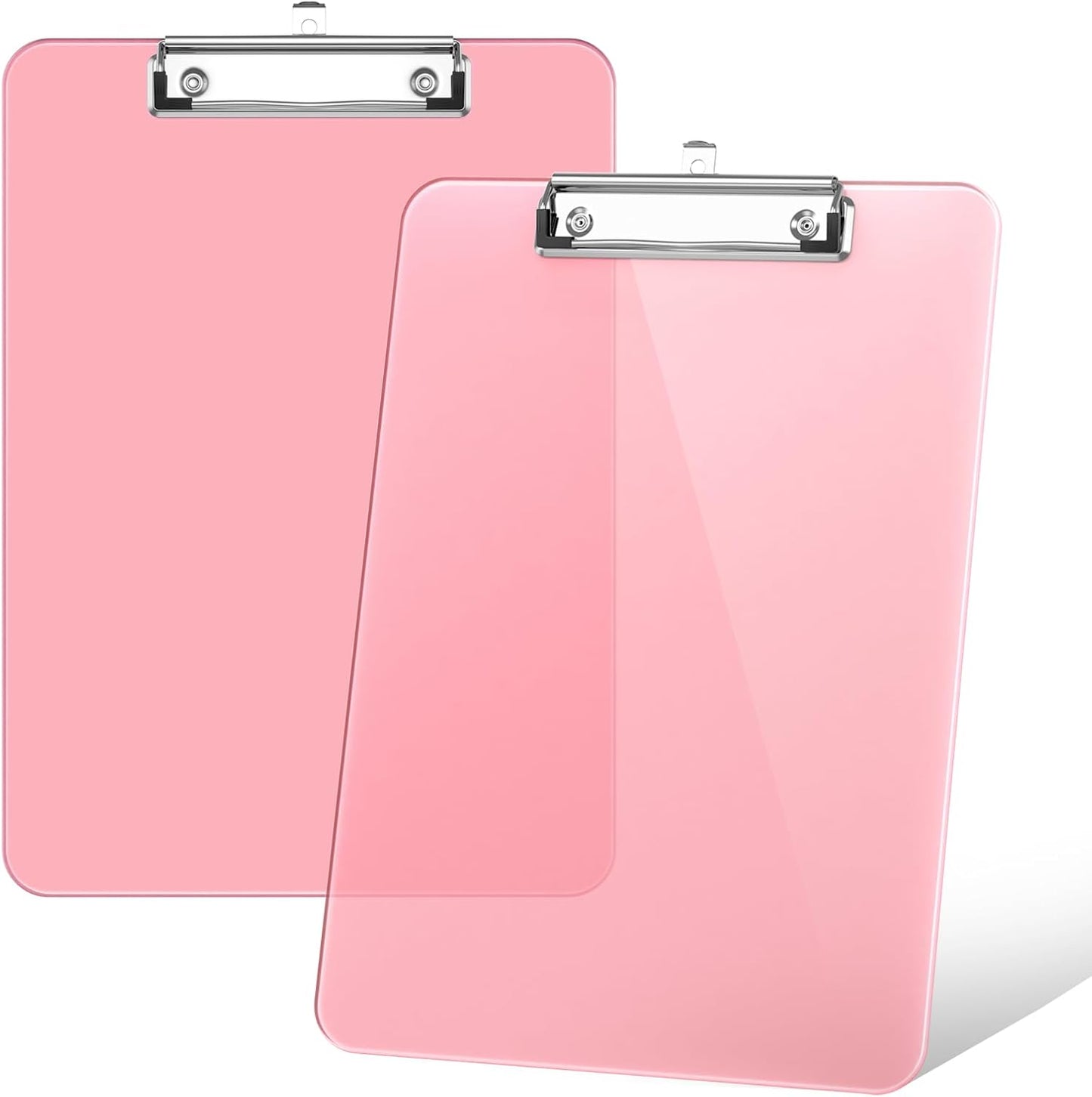 Rimilak 8.5 x 11 Plastic Clipboards Set of 2, Low Profile Metal Clip, Translucent Board, 12.5 x 9 in Letter Size, Office Supply, Back to School, Purple