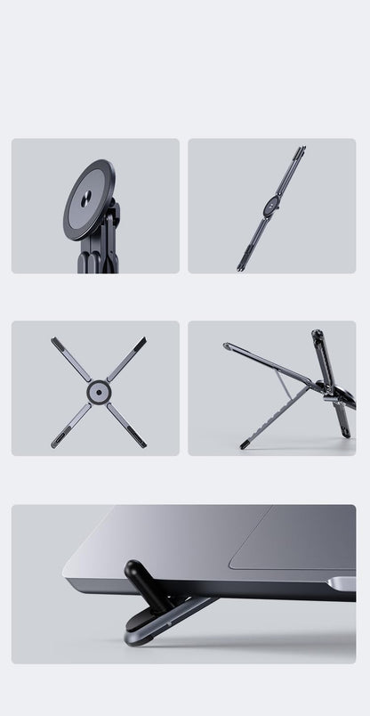 Portable Laptop Stand, Adjustable Aluminum X-Frame Computer Riser, Foldable Notebook Holder with Multi-Angle Support