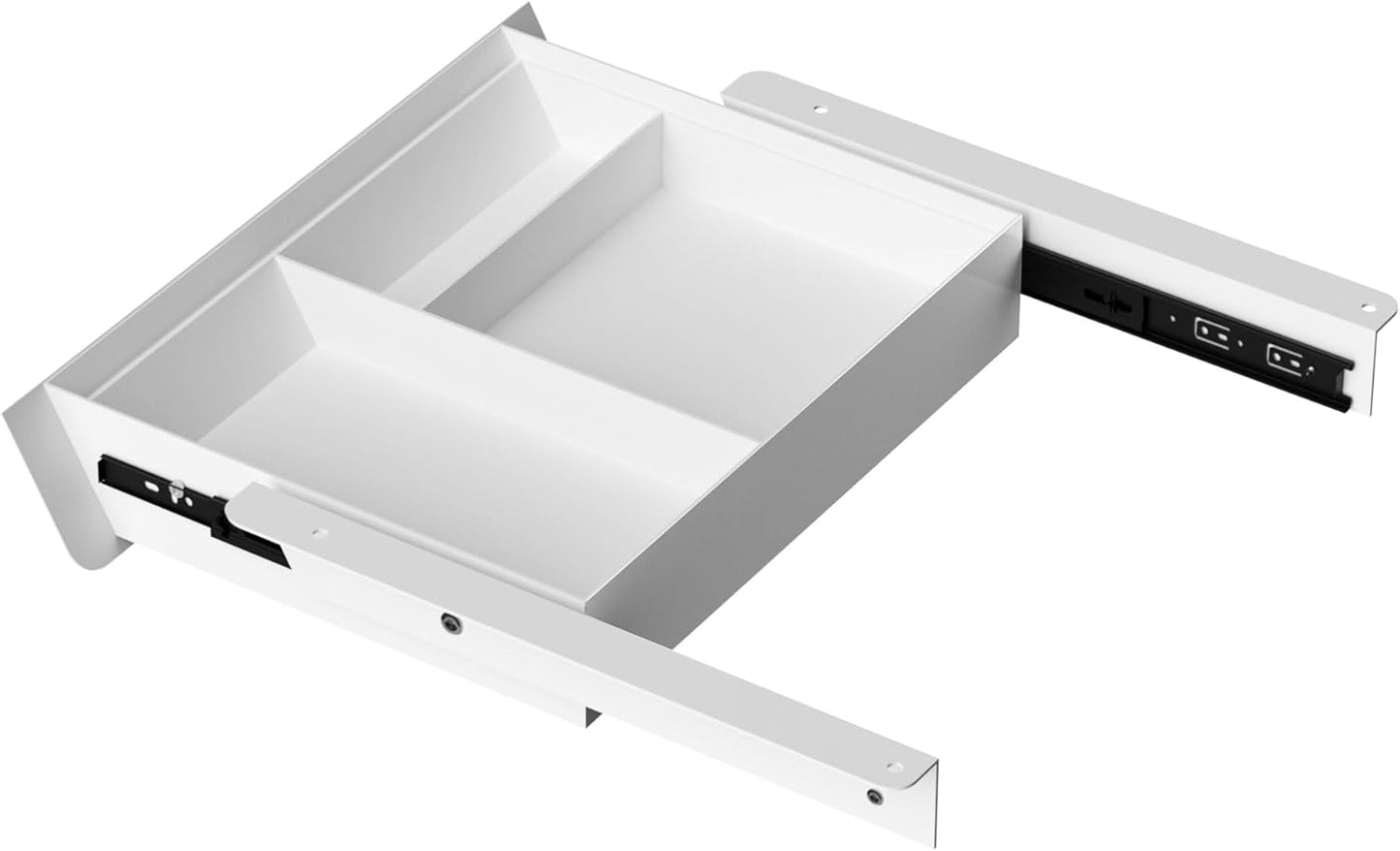Under Desk Mounted Sliding Drawer with 60 Degree Tilt Panel to Pull Out, 15'' Long & 9'' deep Large Storage Organizer for Sit Stand Workstation