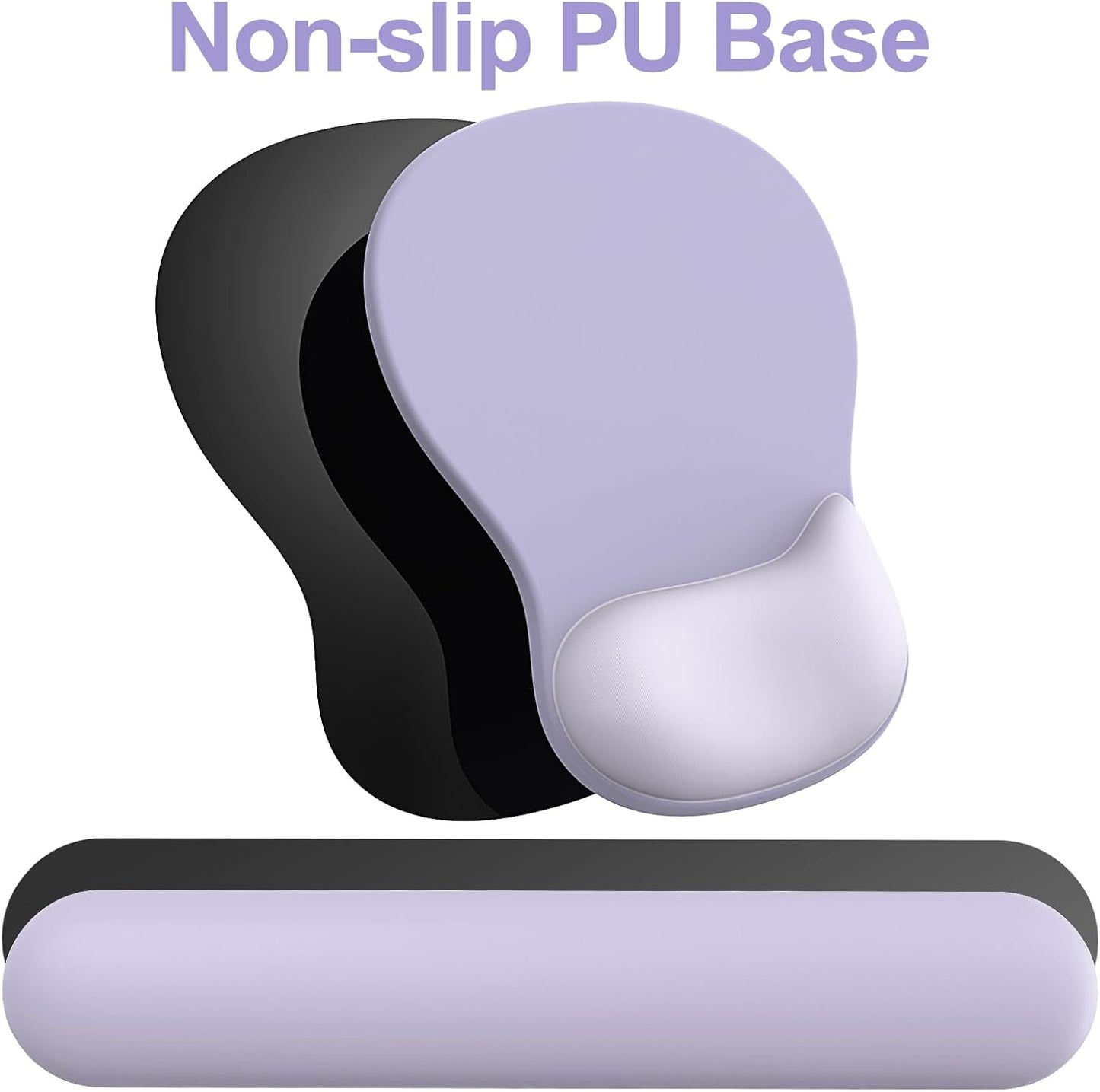 Ergonomic Mouse Pad with Wrist Rest and Keyboard Wrist Rest, Black Mousepad and Wrist Rest for Computer Keyboard, Pain Relief, Non-Slip PU Base, Gel Mouse Pad with Wrist Support for Gaming, Office