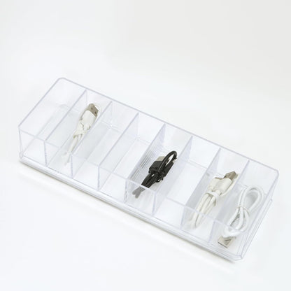 ZEXALOR Clear Drawer Organizer, 6 Sections Eyeglass Sunglasses Organizer Holder, Drawer Dividers Office Desk Tray Bathroom Makeup Jewelry Trays (14×7×1.2")