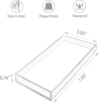 Bigfety Acrylic Vanity Tray for Organizing, Clear Bathroom Trays for Counter, Desk, Dresser