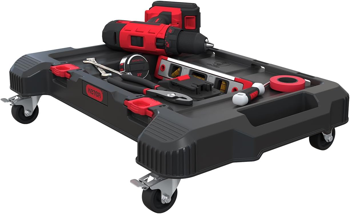 Keter Stack-n-Roll Two Drawer Tool Box for Small Parts and Power Tool Accessories, Fits Keter Modular Tool Storage System